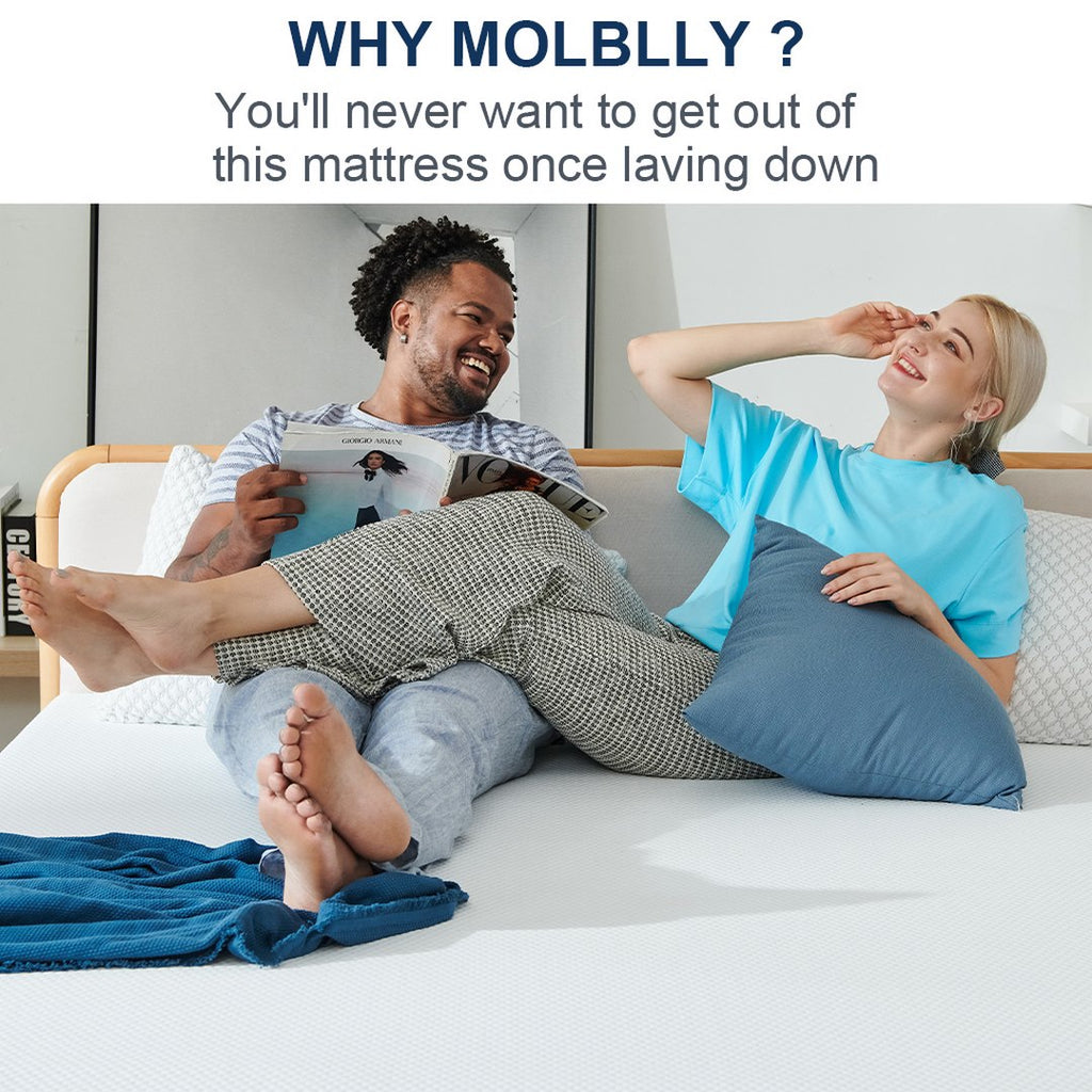 Two people sleep on the Molblly harmony gel memory foam mattress