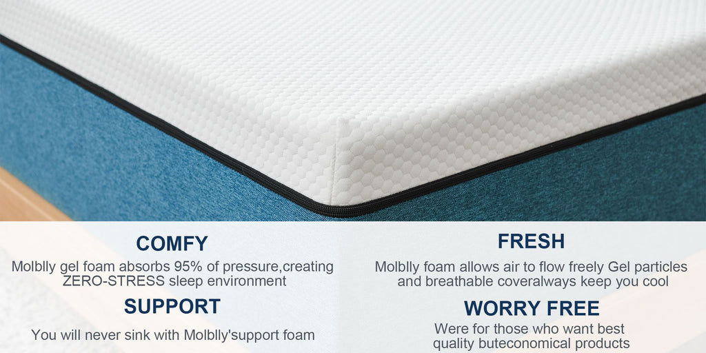 Moblly harmony gel memory foam mattresss has comfortable fabric and breathable material