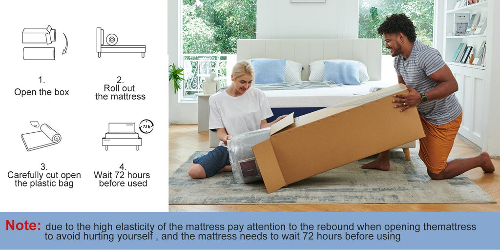 Molblly memory foam mattresses unboxing steps and pre-use instructions