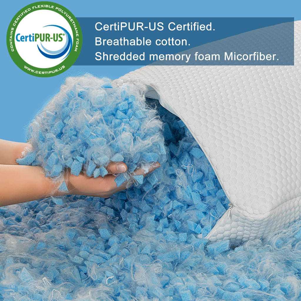 CertiPUR-US Certified Breathable cotton CERTIPU Shredded memory foam Micorfiber