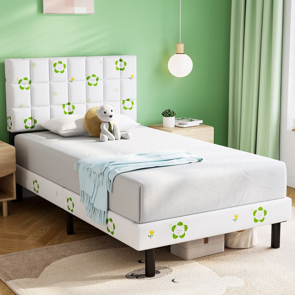 Create a cozy haven for your little one with our Modern Upholstered Platform Bed.