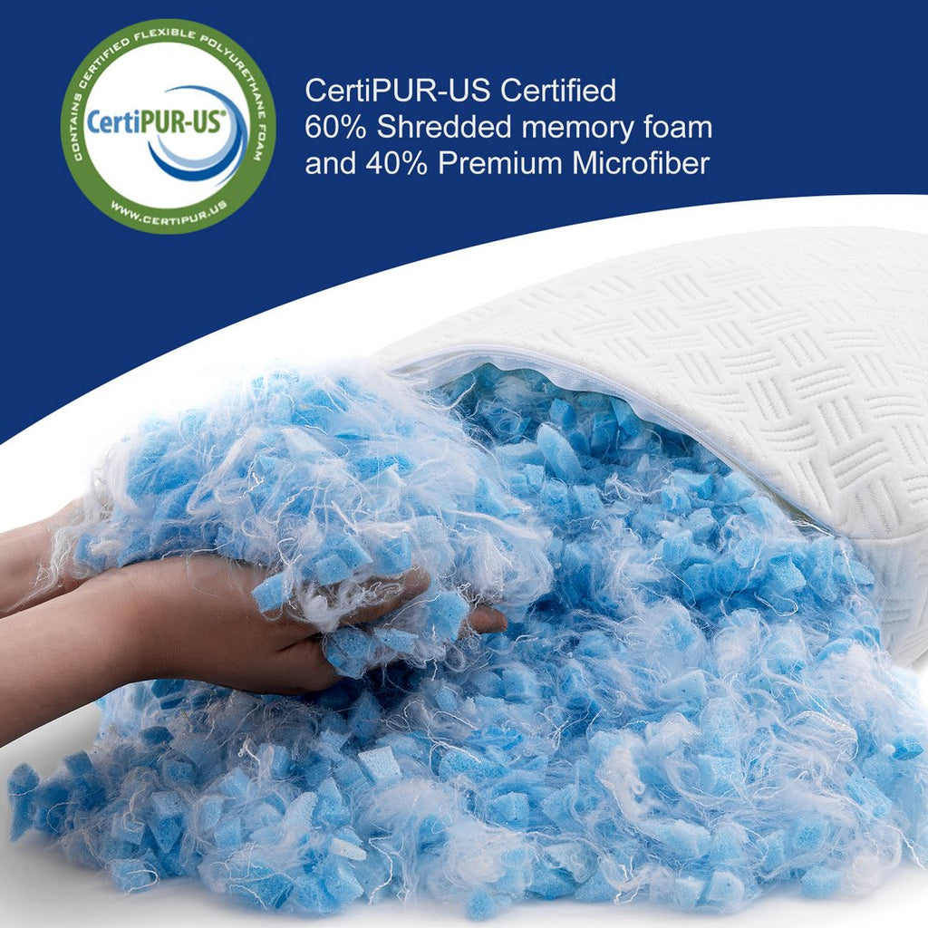 CertiPUR-US Certified60% Shredded memory foamand 40% Premium Microfiber