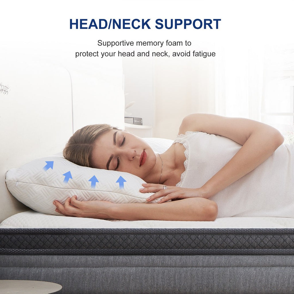 Supportive memory foam toprotect your head and neck, avoid fatigue