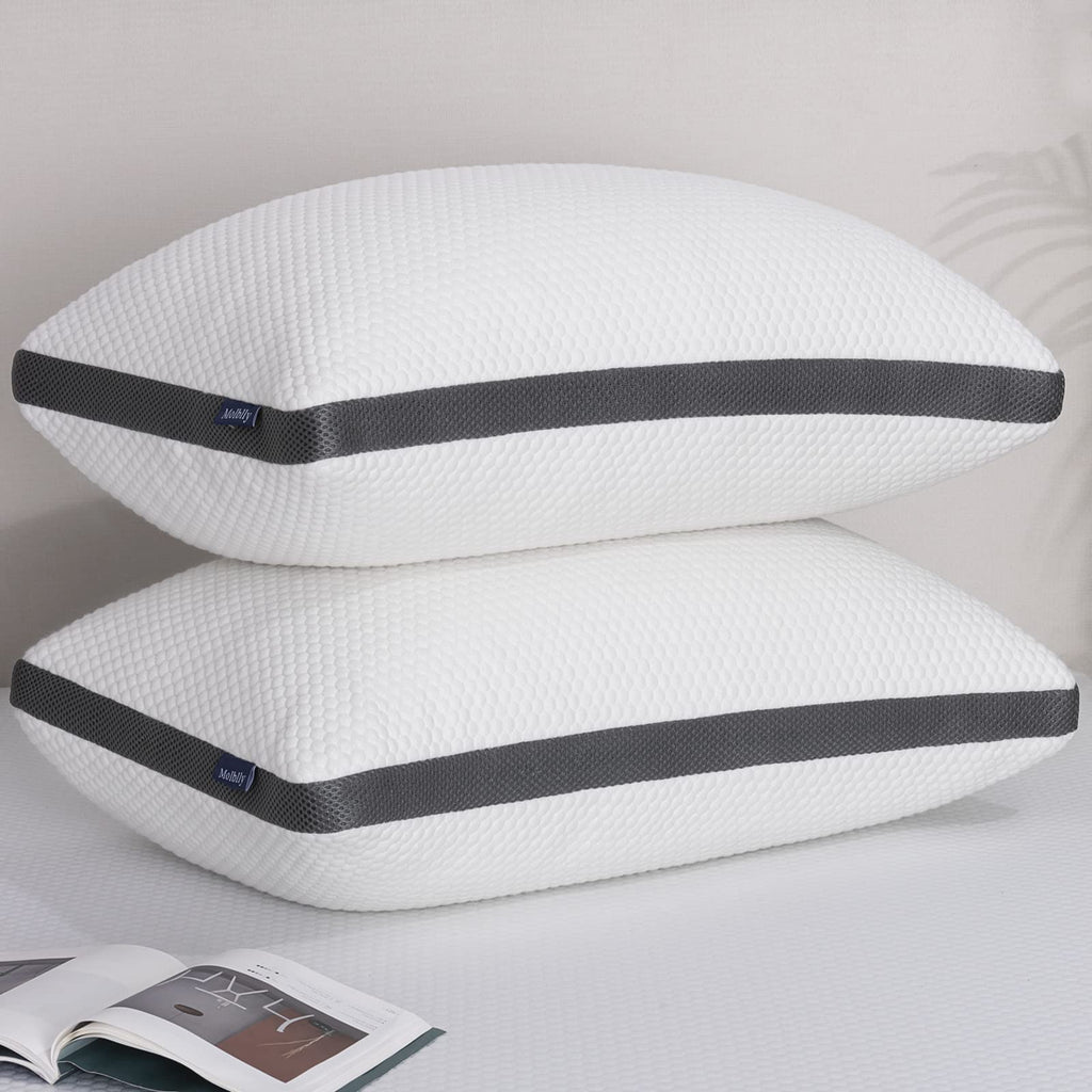 Molblly Rejuve foam pillow set 2 packs on the bed