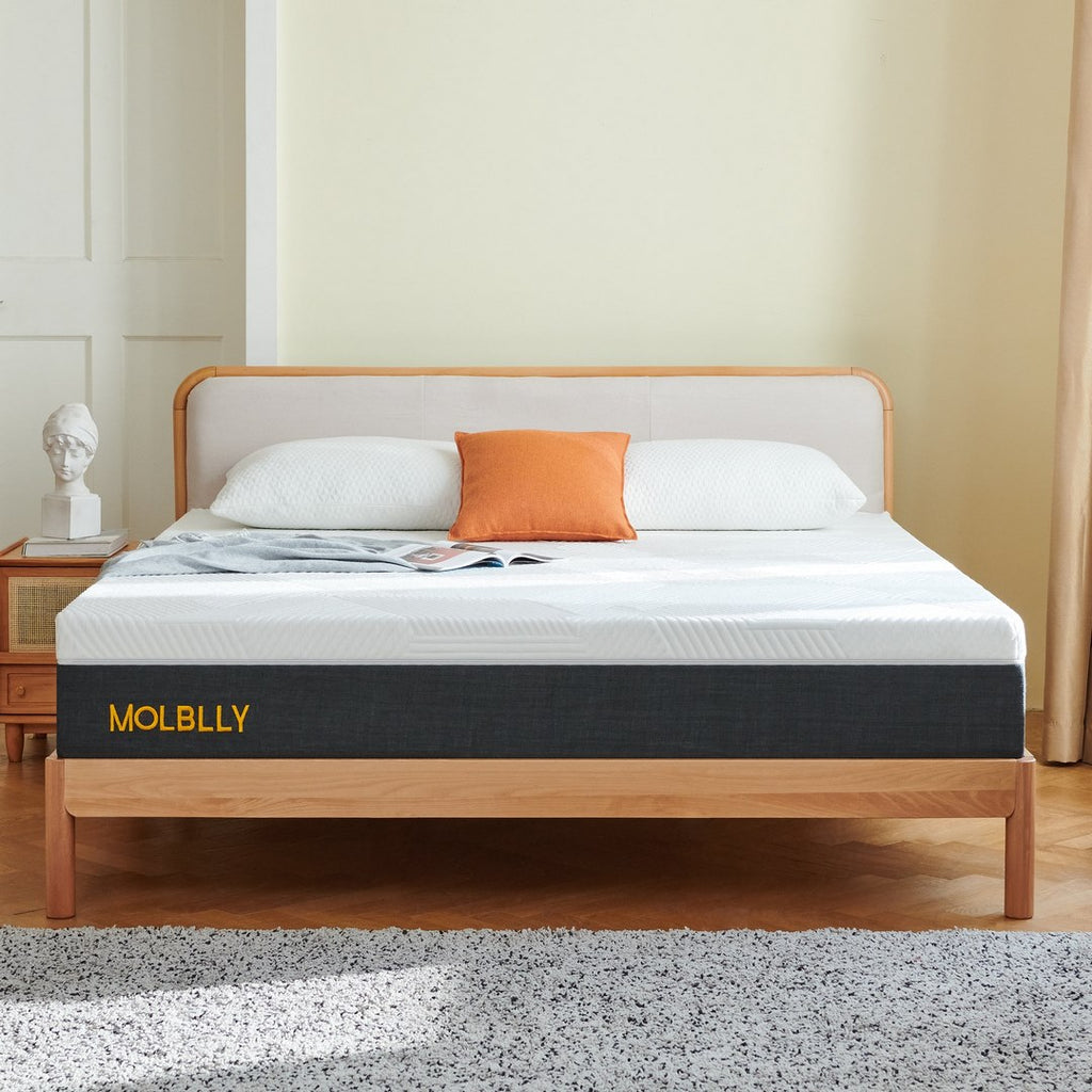 Molblly's queen memory foam mattress: firm enough for support, soft enough for your comfort.
