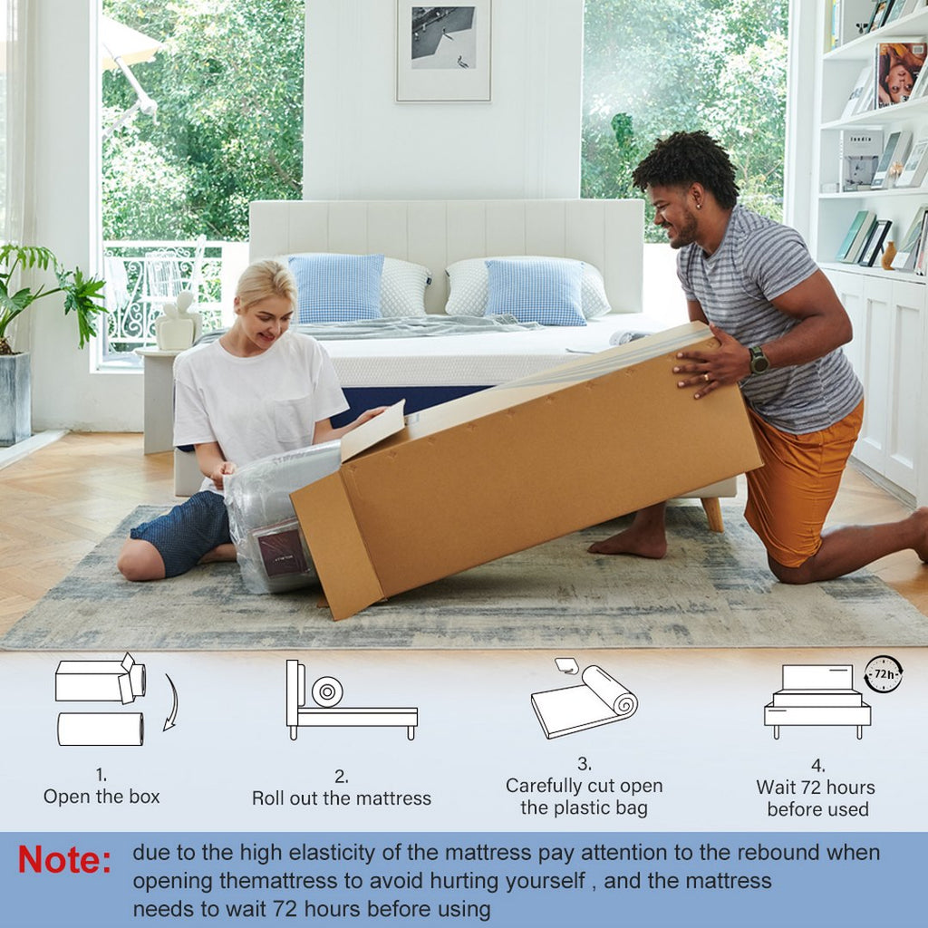 Molblly memory foam mattresses unboxing steps and pre-use instructions