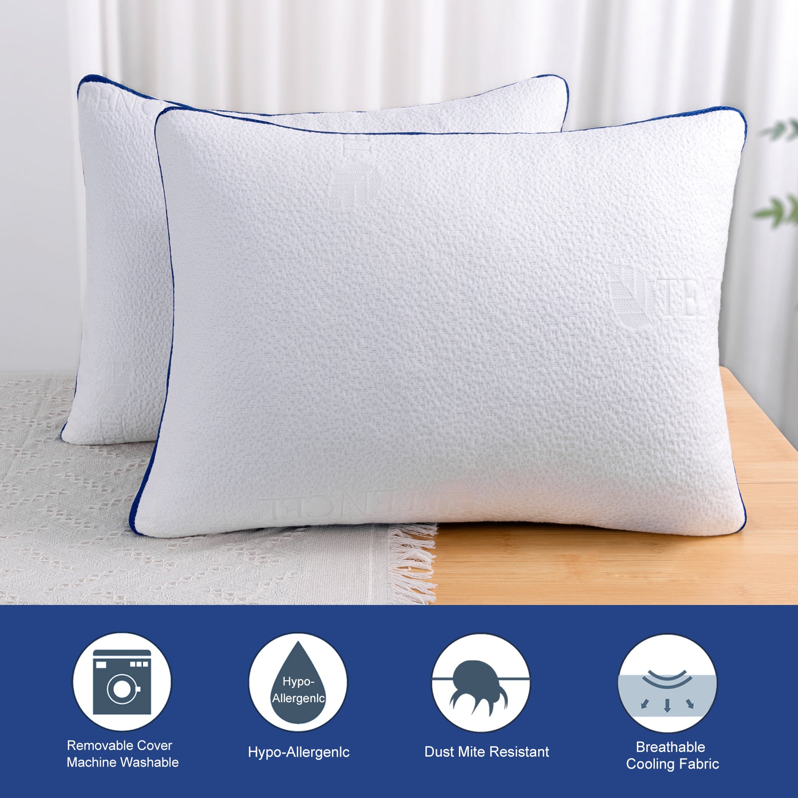 OYT Memory Foam Cooling Bed Pillows for Sleeping - 2 Pack Adjustable Queen  Size Gel Shredded Pillows for Sleeping Set of 2 with Side Back Sleepers