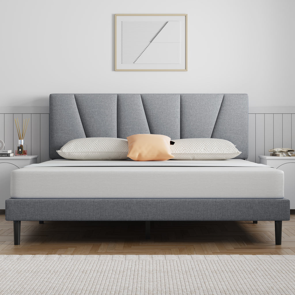 Moblly Ambria Bed Frame Upholstered Platform with Headboard